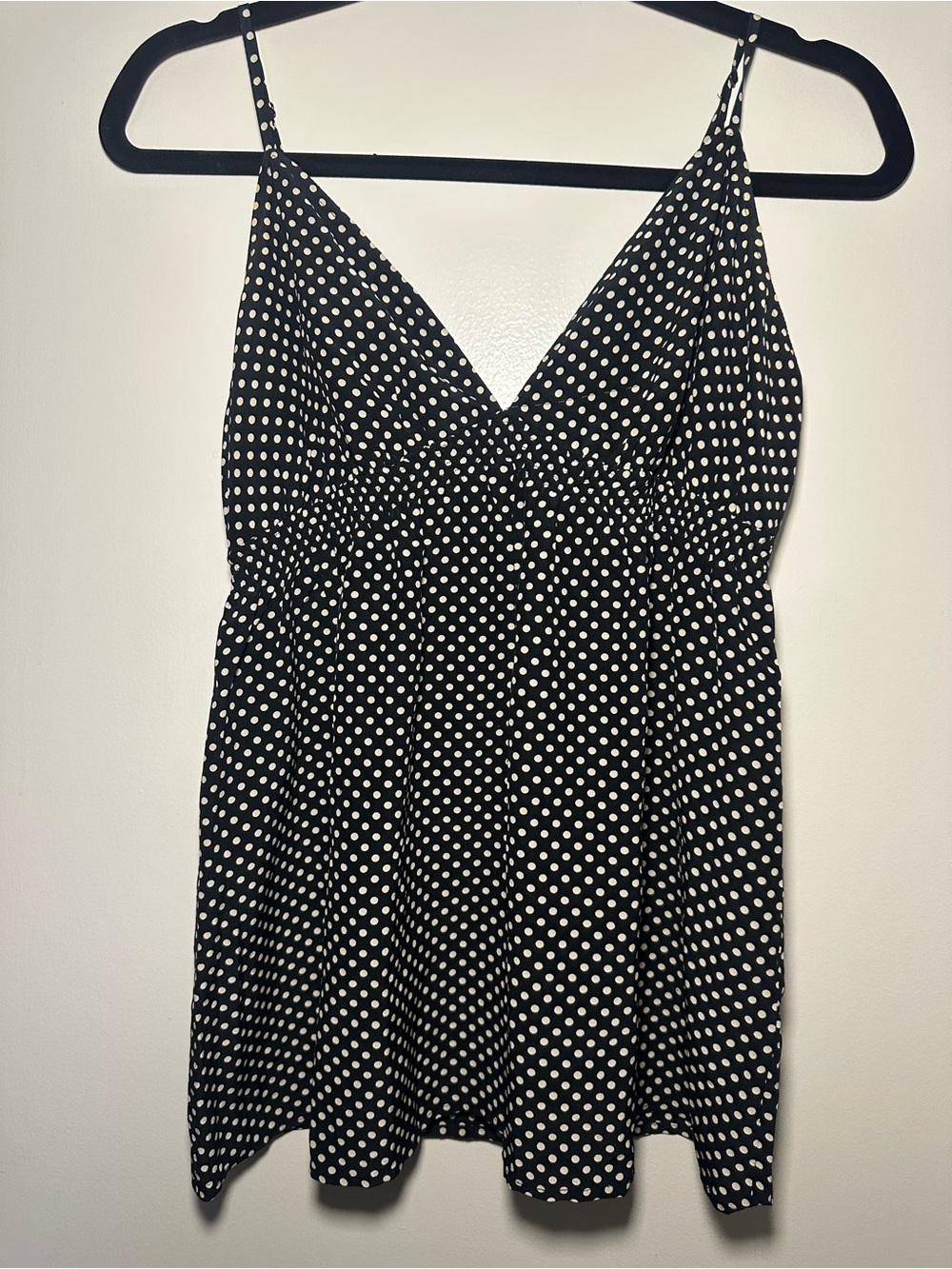 Express Black and White Polka Dot Spaghetti Strap Tank Top